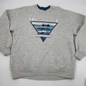Vintage Oregon Coast Gold Beach Crewneck Sweatshirt Jerzees XL Heather Gray 80's